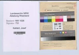 Entnazifizierung Josef Kahlert , geb. 28.12.1910 (Lehrer)
