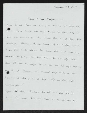 Brief von Hermann Bahr an Gerhart Hauptmann