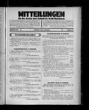 Jahrgang 1931, Hamburg, den 1. November, Nummer 44