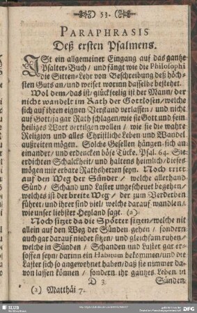Paraphrasis Deß ersten Psalmens