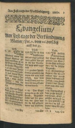 Evangelium/ Am Fest-tage der Verkündigung Mariae
