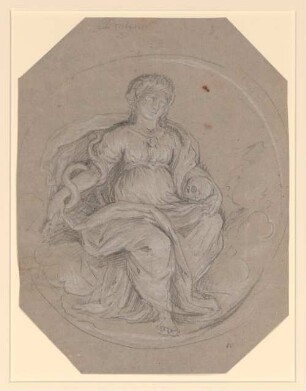 Vouet, Simon: Zeichnungen II, Blatt 60: Allegorie der Klugheit (Prudentia) - BSB Cod.icon. 397 b(60