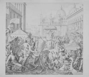 Friedrich Barbarossa's Zusammenkunft mit Papst Alexander III. in Venedig : Thaeter, Julius (Stecher) nach Schnorr von Carolsfeld (Inventor): Friedrich Barbarossa's Zusammenkunft mit Papst Alexander III. in Venedig. Radierung und Kupferstich; 609 x 697 mm (beschnitten). 1844 (Nachstich). Dresden: SLUB Mscr.Dresd.App.2799,33