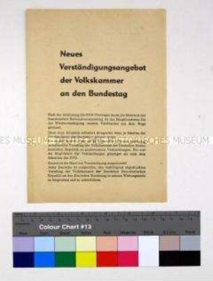 Propagandaschrift der Nationalen Front (?) zum Gesprächsangebot der Volkskammer an den Bundestag