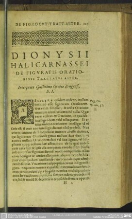 Dionysii Halicarnassei De Figuratis Orationibus Tractatus Alter
