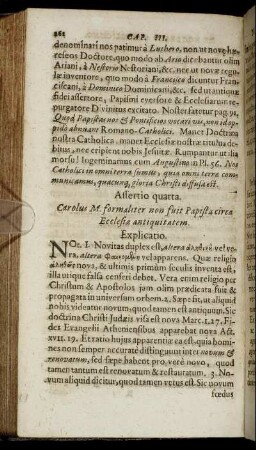 Assertio quarta. [...] circa Ecclesiæ antiquitatem.