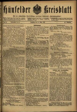Ausgabe vom Samstag, den 15. März 1919.