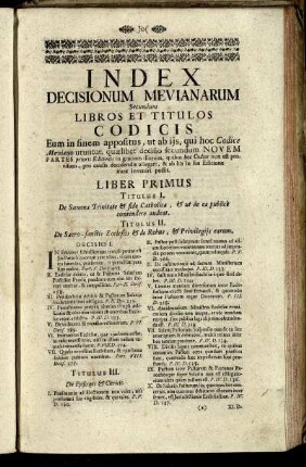 Index Decisionum Mevianarum Secundum Libros Et Titulos Codicis ...