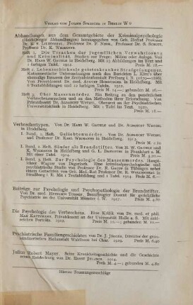 Verlag von Julius Springer ...