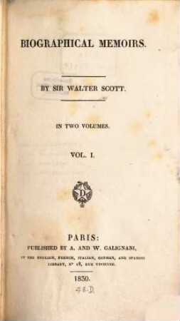 Biographical Memoirs : in two volumes, 1