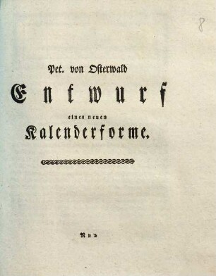 Entwurf einer neuen Kalenderforme