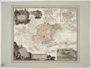 Karten der Grafschaft Pappenheim in Franken und der Herrschaft Bellenberg bei Ulm, 1:80 000, Kupferstich, um 1738