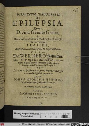 Disputatio Inauguralis De Epilepsia