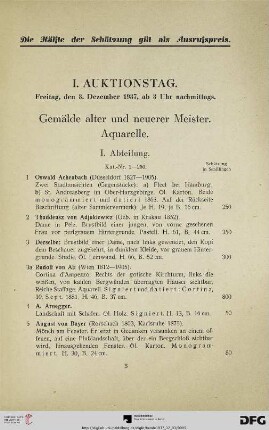 Gemälde alter und neuerer Meister Aquarelle (Nr. 1-56)