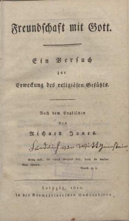 Freundschaft mit Gott : ein Versuch zur Erweckung des religiösen Gefühls