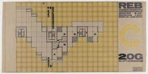 Gutachten Autobahn-Überbauung Rehberge (nicht realisiert) – Wohnungstyp C: Grundriss 2. OG. Berlin-Wedding, Windhuker Straße