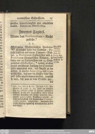 Zweytes Capitel. Weme das Praesentations-Recht zustehe?