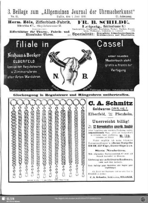 3. Beilage zum "Allgemeinen Journal der Uhrmacherkunst" Nr. 11