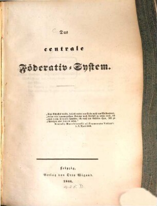 Das centrale Föderativ-System