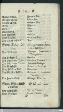 Vom Tisch decken. O Prostiranju Astala, Trapezy
