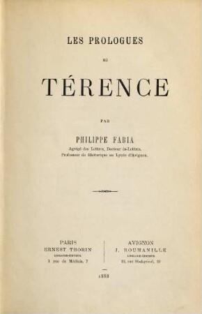 Les prologues de Térence
