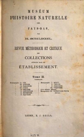 Muséum d'histoire naturelle des Pays-Bas : revue méthodique et critique des collections déposées dans cet établissement, 2