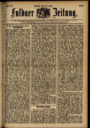 Ausgabe vom Freitag, den 12. Juli 1889.