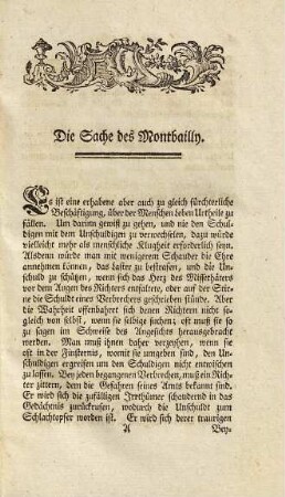 Die Sache des unglücklichen Montbailly und dessen Ehefrau : nebst einem Gedichte von Voltaire