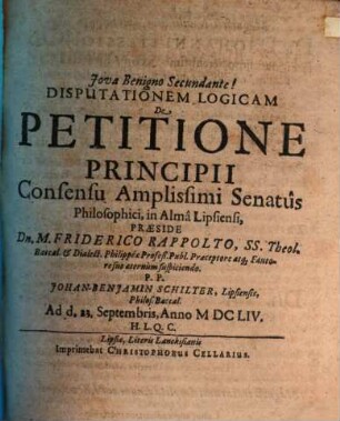 Disp. log. de petitione principii