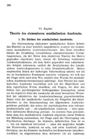 VI. Kapitel. Theorie des elementaren musikalischen Ausdrucks.
