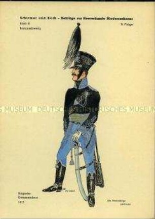 Uniformdarstellung, Brigade-Kommandeur des Husaren-Regiments, Herzogtum Braunschweig, 1815.
