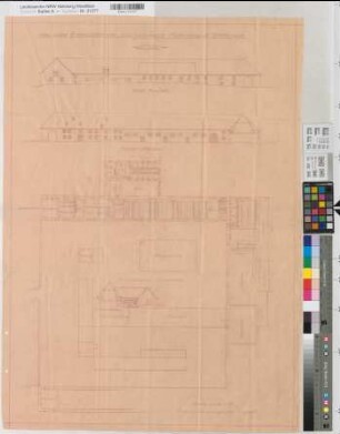 Wocklum (Balve) Ökonomiegebäude Umbau der Stallgebäude Ansichten, Grundrisse 1927 1 : 200 82 x 58 Pause Landsberg-Velensches Bauamt Landsberg-Velen Nr. 800