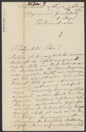 Brief an B. Schott's Söhne : 03.02.1893