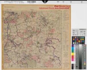Katasteramt Münster  Kreis Münster-Land, Meßtischblatt Telgte 4012, Farbige Einzeichnung mit Namensliste