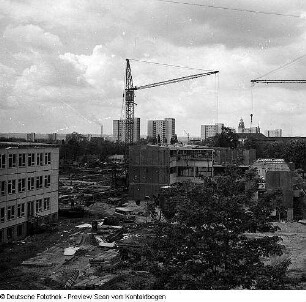 Dresden, Nachtaufnahme, Serie: "Baugebiet Stübelallee", Bau der 6-geschossigen Wohnhäuser