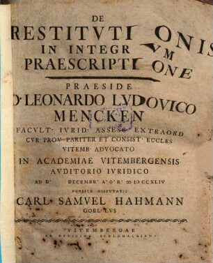 De restitutionis in integrum praescriptione