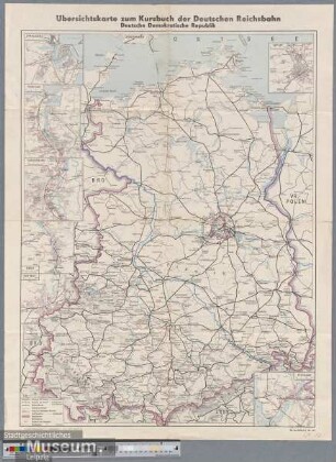Übersichtskarte zum Kursbuch der Deutschen Reichsbahm (DDR)