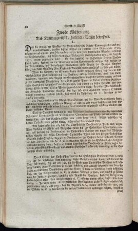Zwote Abtheilung. Das Kammergerichts-Justitien-Weesen betreffend.