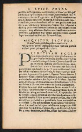 Expositio primi capituli secundae epistolae praeclarissimi principis apostolici chori.