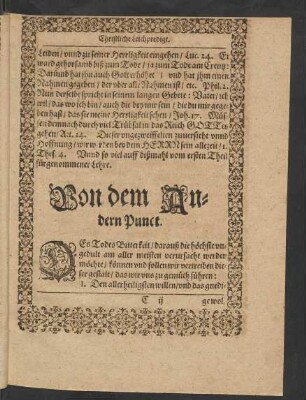 Von dem Andern Punct. [.../die bitterkeit deß Todes/ daraus die höchste ungedult am allermeisten verursacht.../ vertreiben sol.]