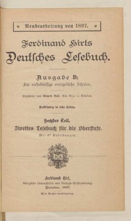 Teil 6, [Schülerband]: Zweites Lesebuch für die Oberstufe