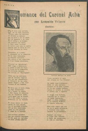 Romance del Coronel Acha : (Inédita)