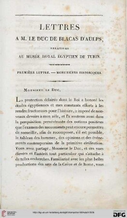 Première lettre: Monuments historiques