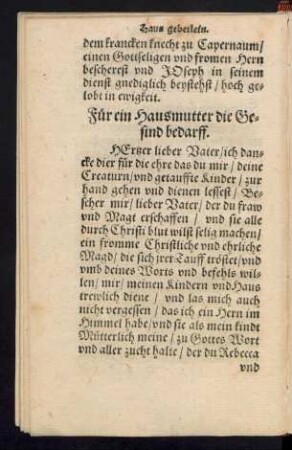 Für ein Hausmutter die Gesind bedarff.