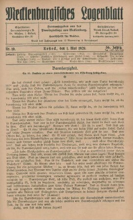 Nr. 10. Rostock, den 1. Mai 1928.