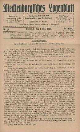 Nr. 10. Rostock, den 1. Mai 1928.