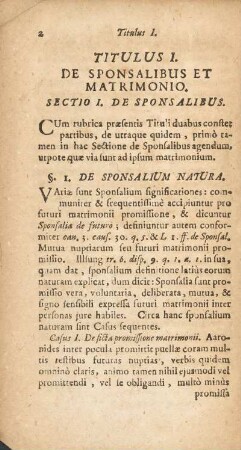 Titulus I. De Sponsalibus Et Matrimonio.