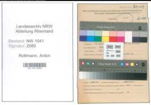 Entnazifizierung Anton Rottmann , geb. 16.05.1902 (Lehrer)