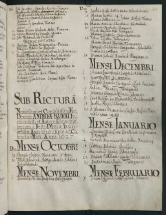 Winterhalbjahr 1626/1627. Rektorat Andreas Bayer