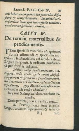 Caput IV. De termin. materialibus & praedicamentis.